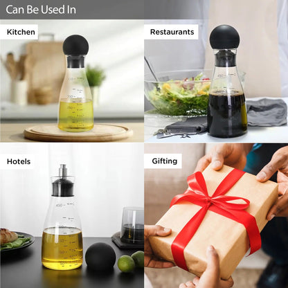 UMAI Glass Oil Dispenser with Leakproof Silicone Lid | 450ml | Glass Oil Bottle