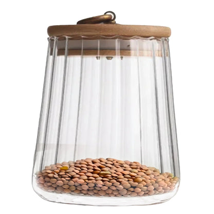 UMAI Borosilicate Glass Jar with Bamboo Lid | Set of 2 | 620ml | Airtight | Transparent