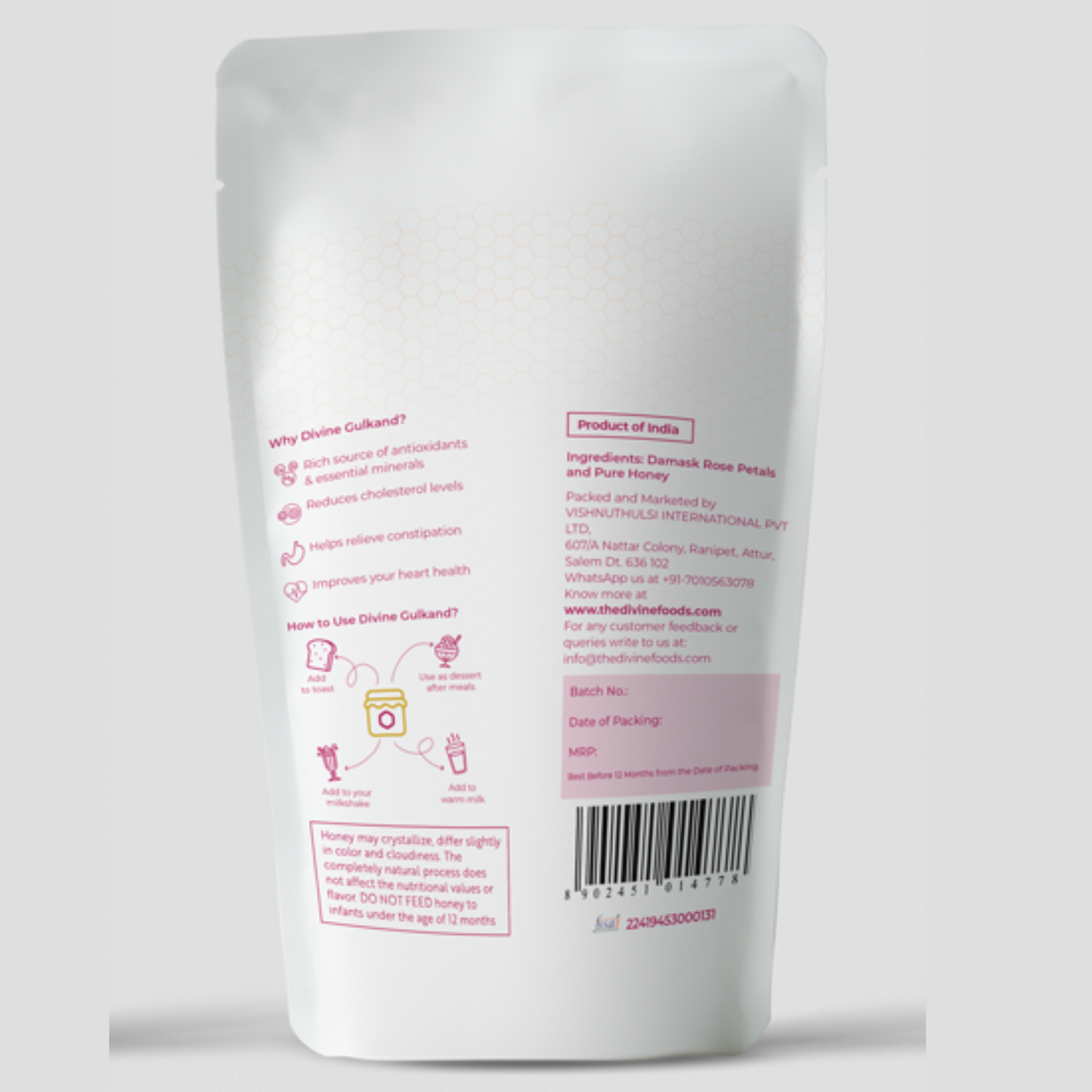 Pure Gulkand Honey Single Origin Unblended Natural Honey