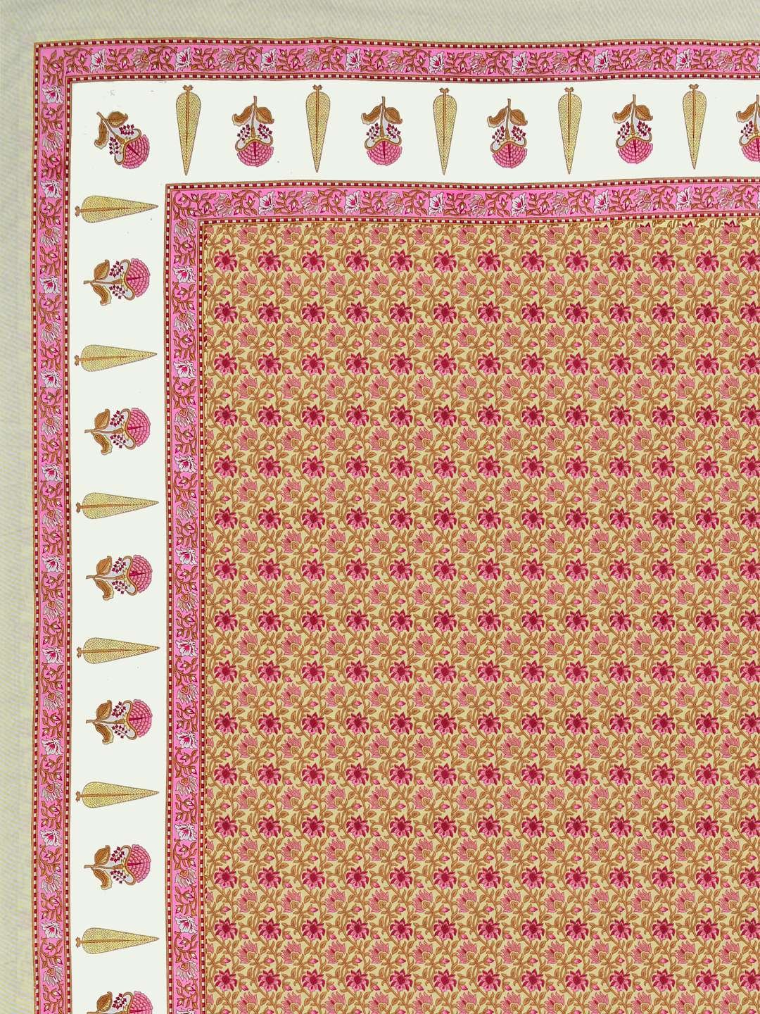 100% Pure Cotton Traditional Printed Bedsheet for Double Bed King Size Bedsheet with 2 Pillow Covers