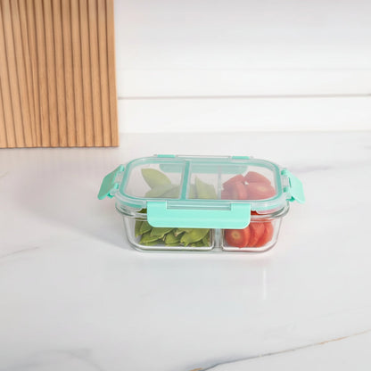 Borosilicate Glass Tiffin Box | 1050ml | Wooden Lid | Leak-Proof | Transparent