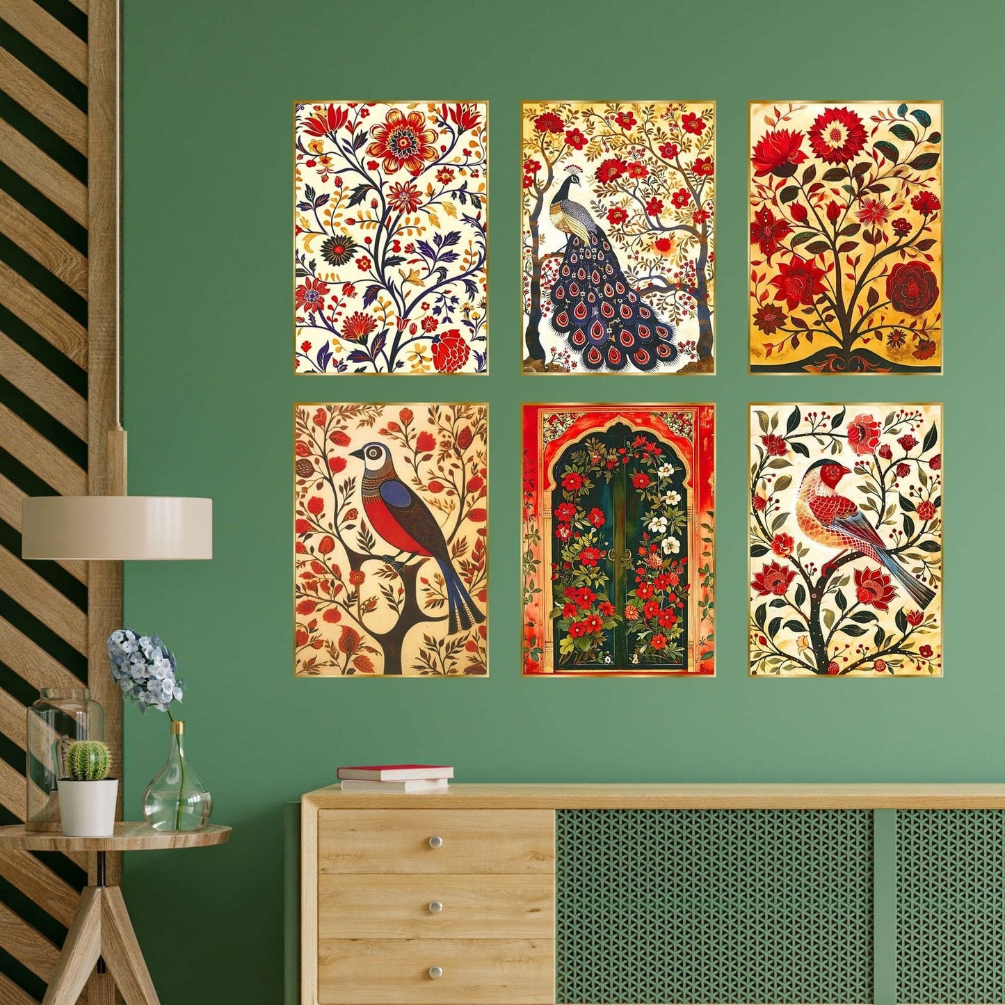 Set of Six Wall Paintings for Wall Dacoration Golden Framed Wall Paintings for Living Room & Bedroom Wall Art for Home Decoration & Office Wall Décor (13×10 inch CH-GD6-9)