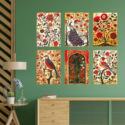Set of Six Wall Paintings for Wall Dacoration Golden Framed Wall Paintings for Living Room & Bedroom Wall Art for Home Decoration & Office Wall Décor (13×10 inch CH-GD6-9)