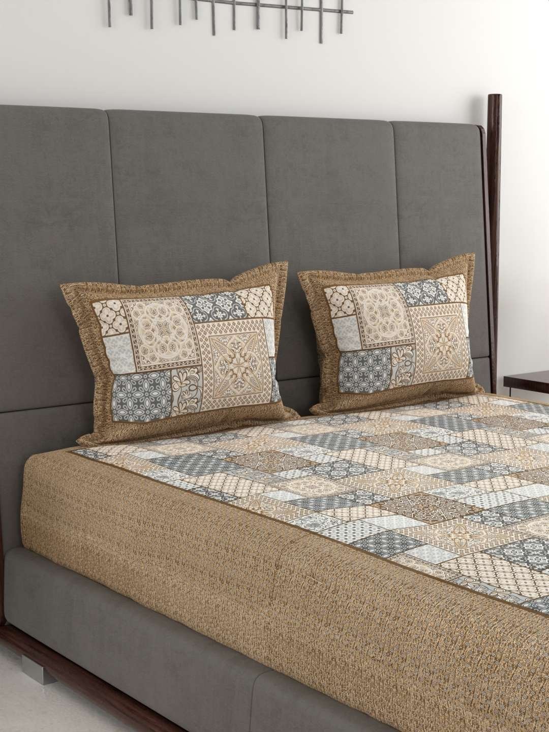 100% Pure Cotton Traditional Printed Bedsheet for Double Bed King Size Bedsheet with 2 Pillow Covers