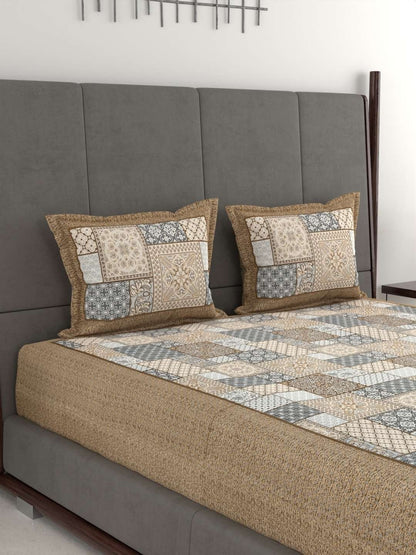 100% Pure Cotton Traditional Printed Bedsheet for Double Bed King Size Bedsheet with 2 Pillow Covers