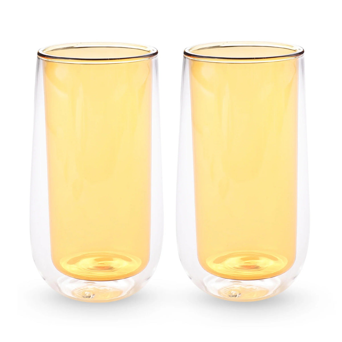 UMAI Double Wall Glass Coffee Mugs Set of 2 (240ml) | Yellow