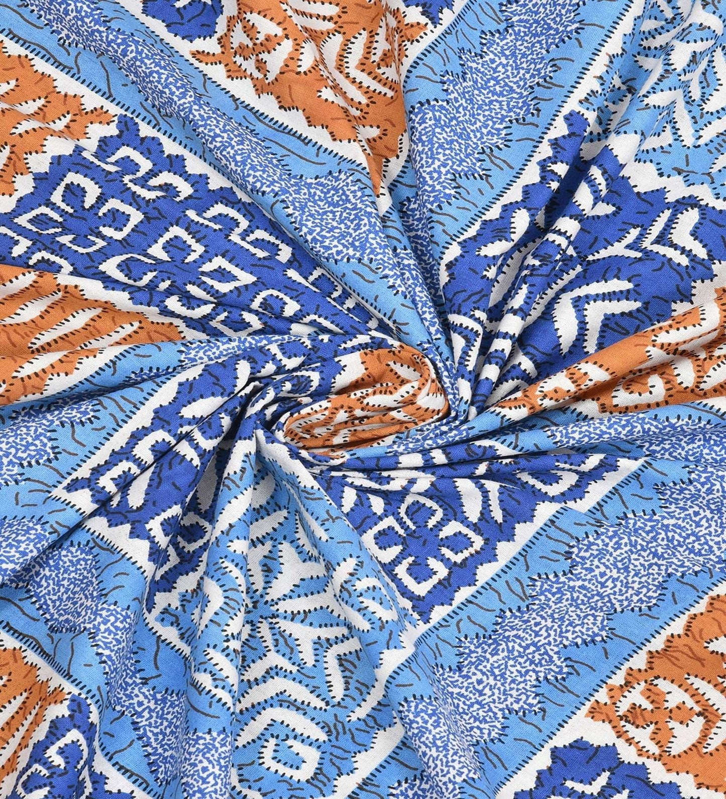 100% Pure Cotton Traditional Printed Bedsheet for Double Bed King Size Bedsheet with 2 Pillow Covers