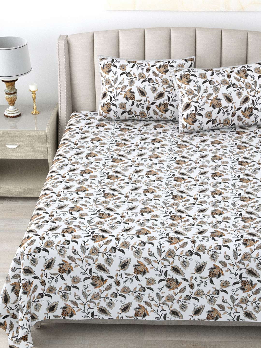 100% Pure Cotton Traditional Printed Bedsheet for Double Bed King Size Bedsheet with 2 Pillow Covers