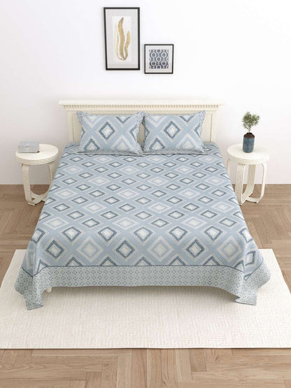 100% Pure Cotton Traditional Printed Bedsheet for Double Bed King Size Bedsheet with 2 Pillow Covers