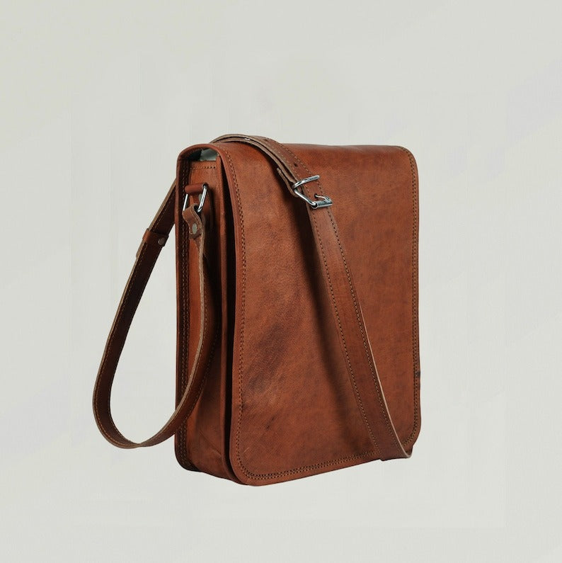 Craftshades – 9*11 inches Full Flap Handcrafted Goat Leather Sling Bag | 100% Genuine Leather