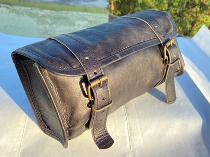CraftShades Leather Motorcycle Black Side Round bags 