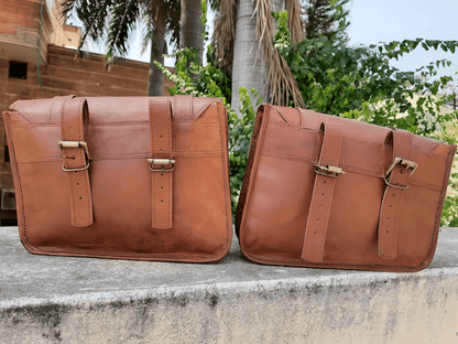 Craftshades Leather Handmade combo Saddle Bag Motorcycle Luggage Pannier bag