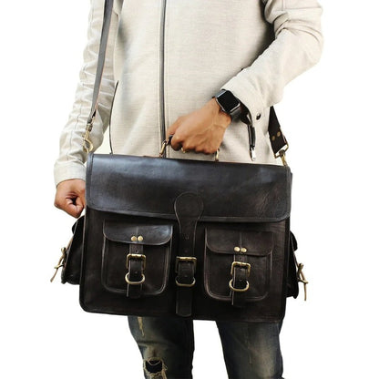 Craftshades – 11*15 Inch 4 Pockets Handcrafted Leather Bag| 100% Genuine Leather