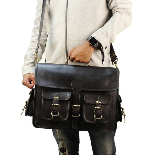 Craftshades – 11*15 Inch 4 Pockets Handcrafted Leather Bag| 100% Genuine Leather
