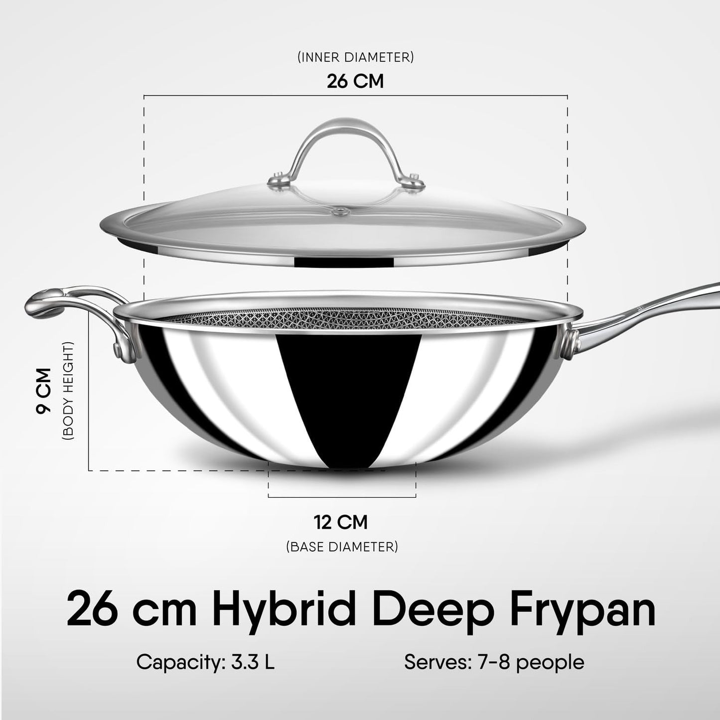 Stahl Deep Fry Pan Triply Artisan Hybrid Series