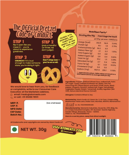 Atom Eats | Assorted Pretzels Power Pack - Pack of 9(30g Each Pack)