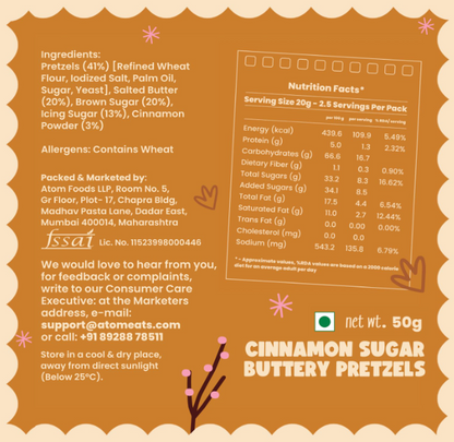 Atom Eats | Cinnamon Butter Pretzel Knots - Pack of 1(50g)