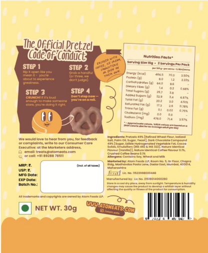 Atom Eats | Milk Choco Dipped Pretzels - Pack 1(30g Each Pack)