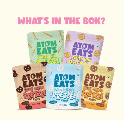 Atom Eats Classic Pretzel Variety - Pack of 5 (30g Each Pack)