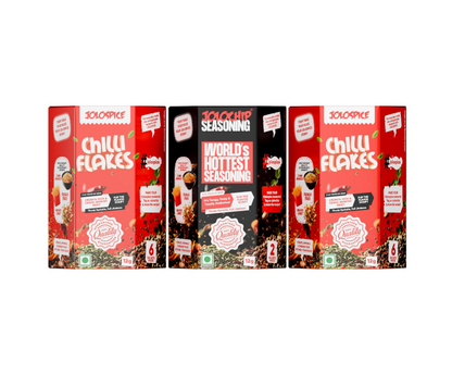 JOLOSPICE Chilli Flakes and Hottest Seasoning Combo - Pack of 3(12g Each Pack)