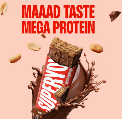 Superyou Nutty Chocolate Mega Protein Wafer Bar - Pack of 6 (360g)