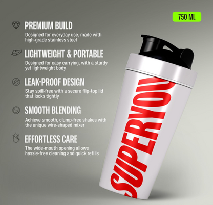 Superyou PRO Stainless Steel Shaker Bottle - 750 ml