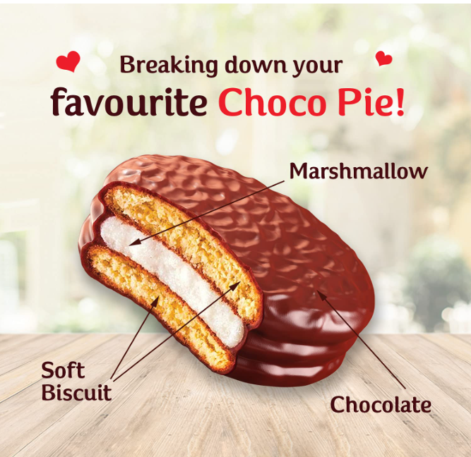 Orion Choco Pie Chocolate Coated Soft Biscuit - Pack of 12 (28g Each Pack)