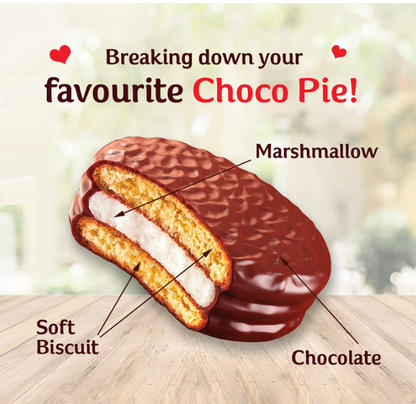 Orion Choco Pie Chocolate Coated Soft Biscuit - Pack of 12 (28g Each Pack)