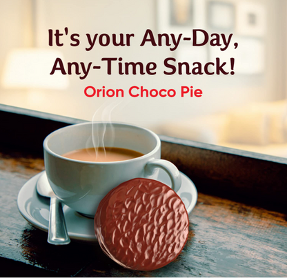 Orion Choco Pie Chocolate Coated Soft Biscuit - Pack of 12 (28g Each Pack)