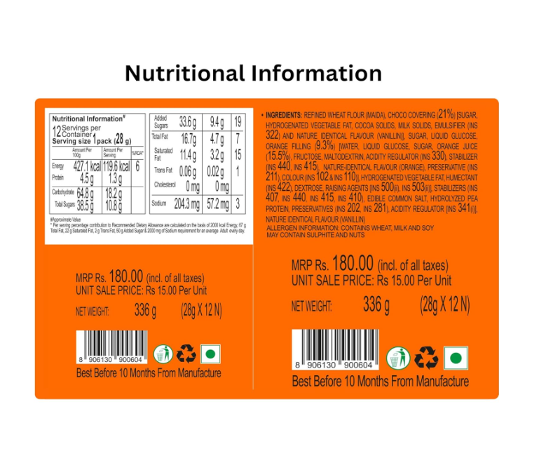 Orion Orange Choco Pie Cookies - Pack of 24