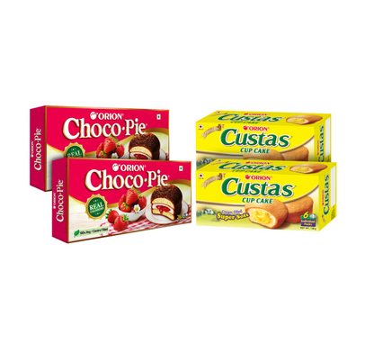 ORION Assorted Combo - Pack of 2(Custas Cup Cake & Strawberry Choco)