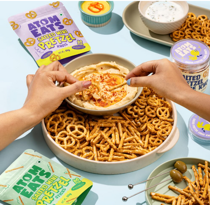 Atom Eats | Salted Mini Pretzel Knots in Jar - Pack of 2 (70g Each Pack)