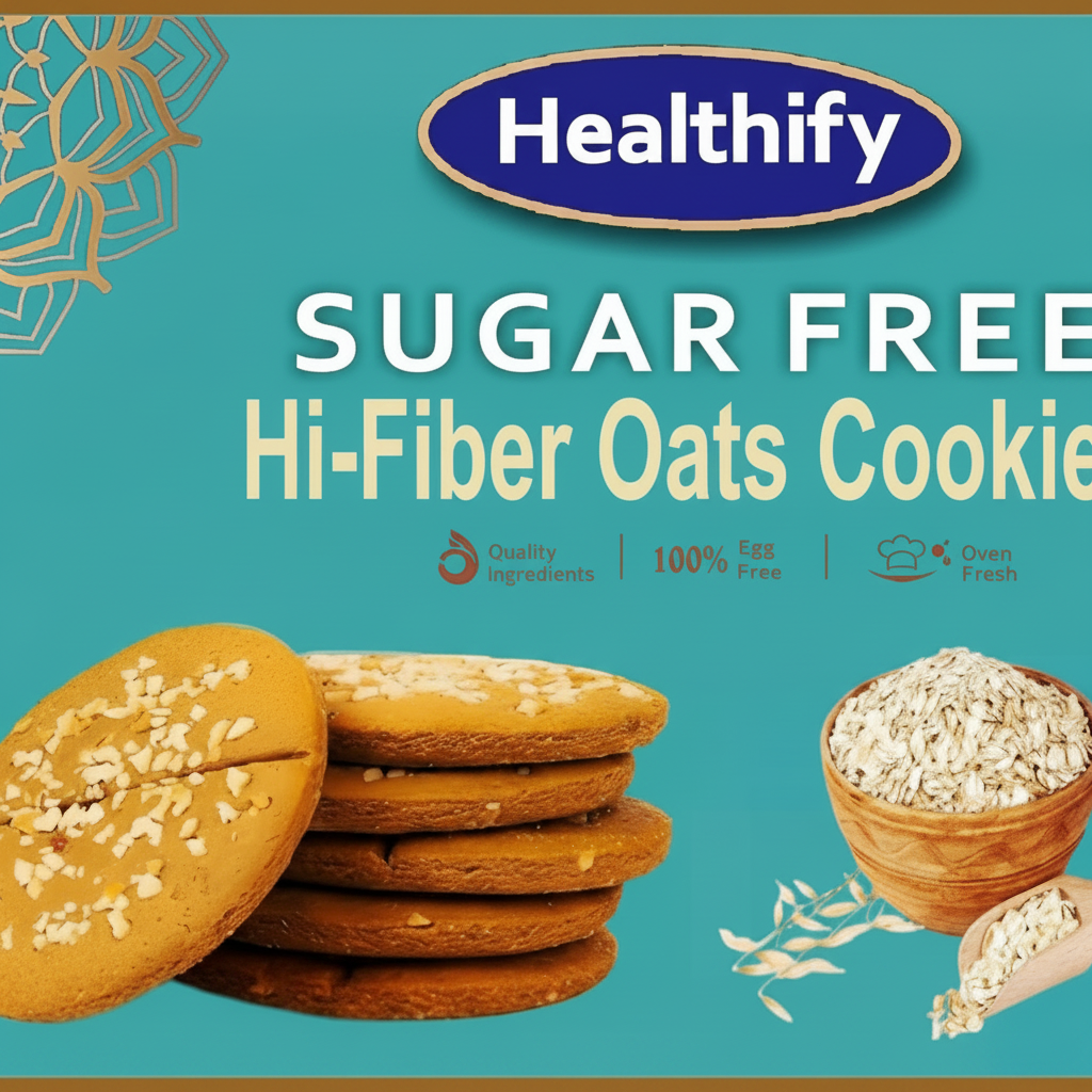 Healthify Sugar Free Oats Cookies Biscuits  - 50g
