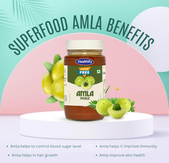 Healthify Sugar Free Amla Pickle - 500g