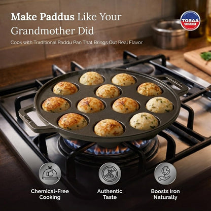 Tosaa Cast Iron Appam Maker 12-Cavity 450ml
