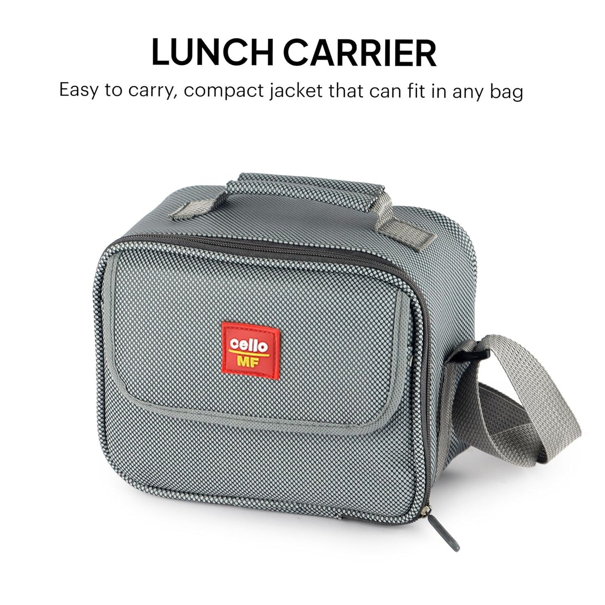 CELLO MF Fab Lunch Box with Bag for Office Use, Grey