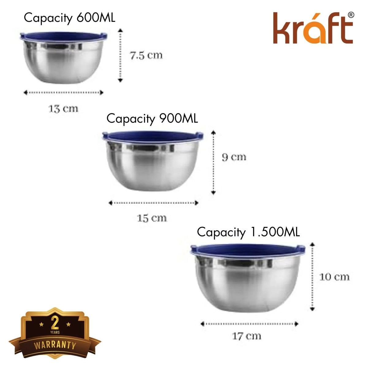 Kraft Stainless Steel Serve and Storage Set - 3 pc