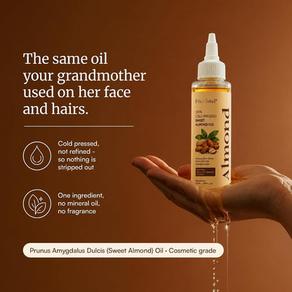 Vedaoils Sweet Almond Oil For Dry , Mature Skin And Hair All Types - 100 ml