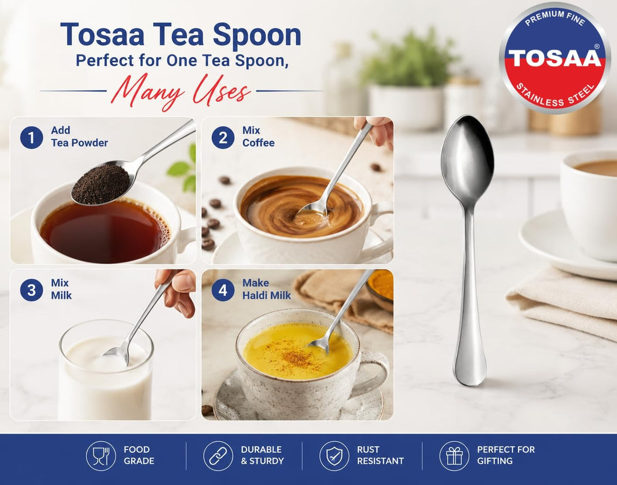 Tosaa Tea Spoon Royal Plain 16G 6-Piece Stainless Steel Spoon Set