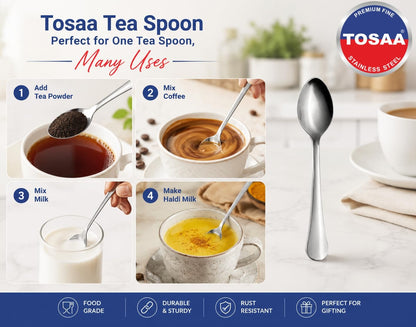 Tosaa Tea Spoon Royal Plain 16G 6-Piece Stainless Steel Spoon Set