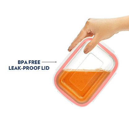 Borosil Colours Blue Rectangle Klip N Store Glass Container 1.52L