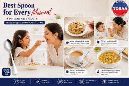Tosaa Baby Spoon Royal Plain 16G 6-Piece Stainless Steel Spoon Set