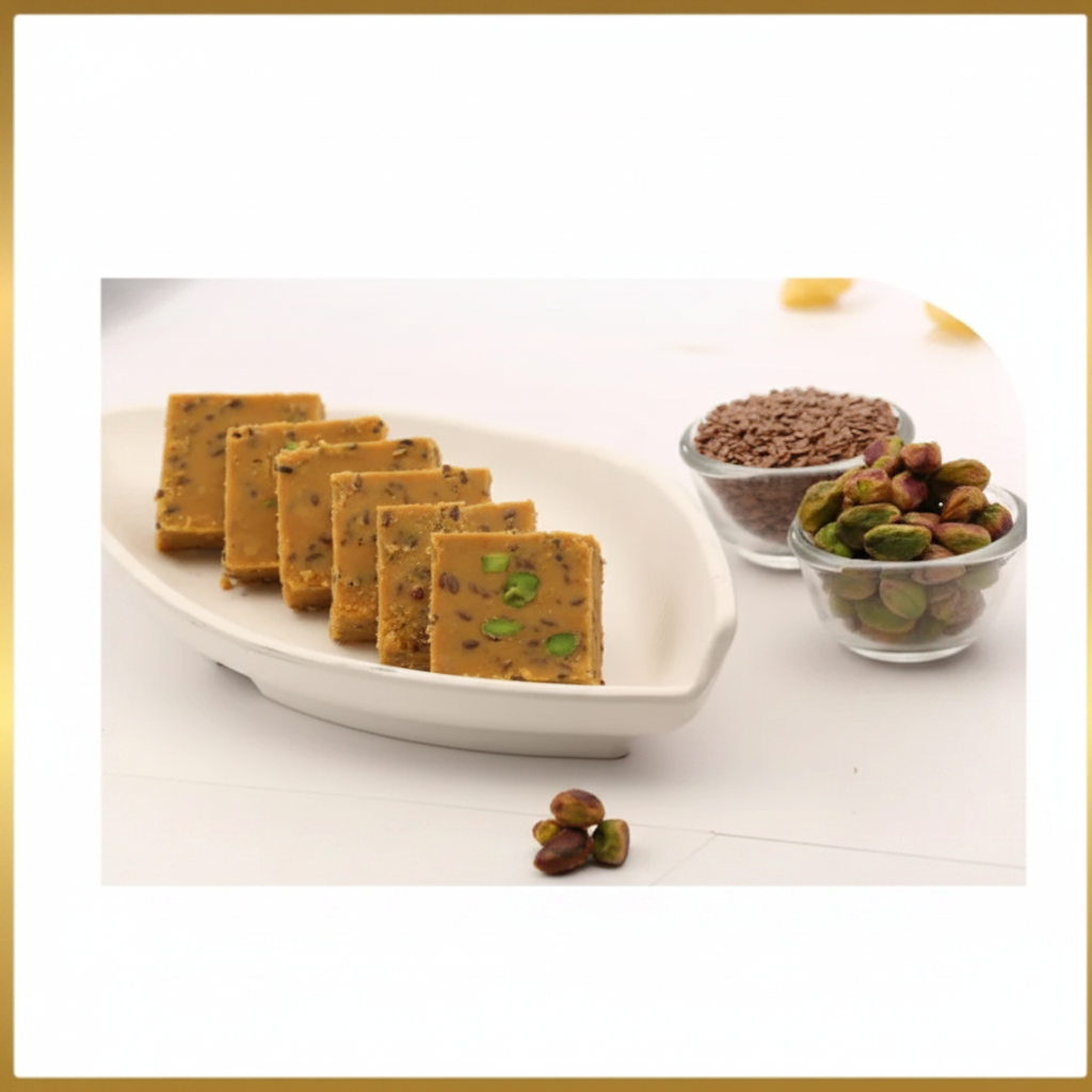 Healthify Sugar-Free Flaxseed Burfi With Pistachio - 50g