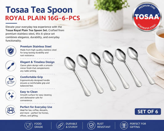 Tosaa Tea Spoon Royal Plain 16G 6-Piece Stainless Steel Spoon Set