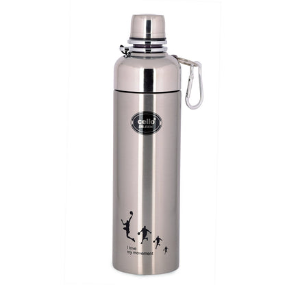 CELLO Sleek Stainless Steel Double Walled Water Bottle, (Hot and Cold, 600ml