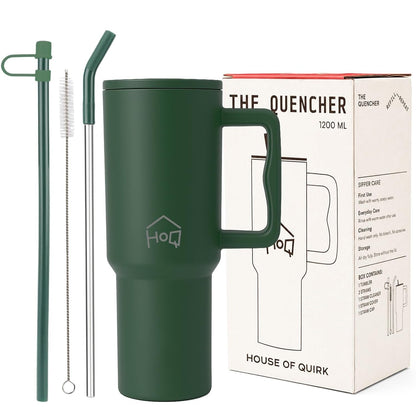 House of Quirk 1200ML Stainless Steel Tumbler with Handle - Hunter Green