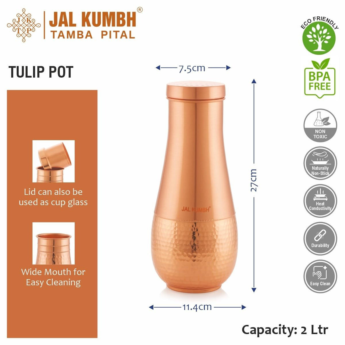 Tosaa Jalkumbh Copper Tulip Pot