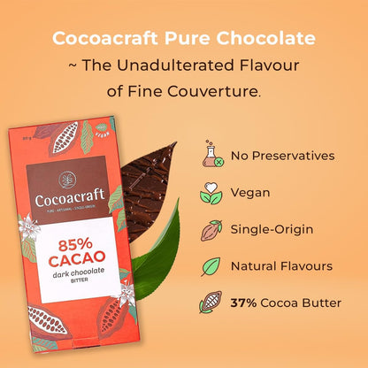 Cocoacraft 85% Dark Chocolate Bar - 80 grams