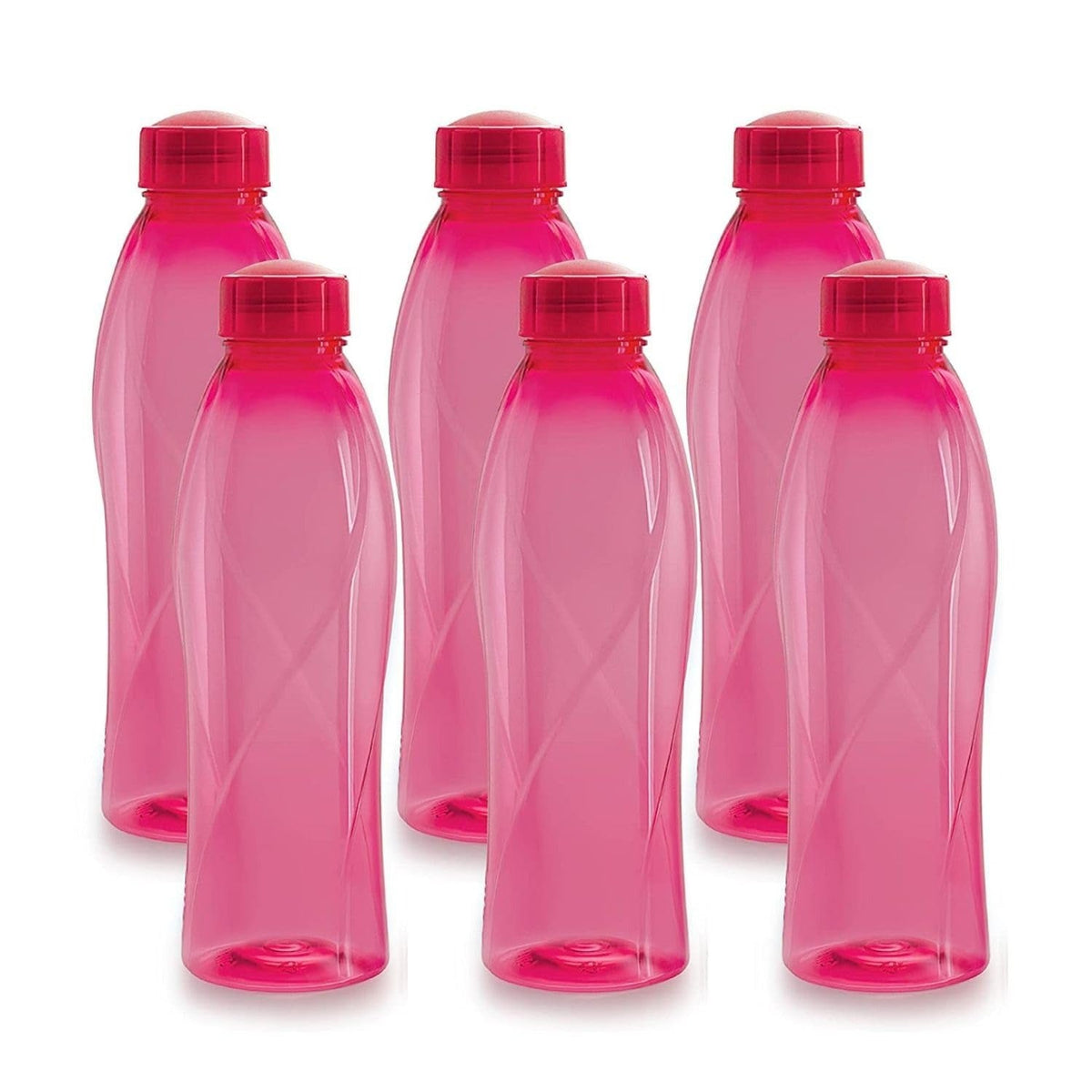 CELLO Texas PET Bottle | Leak Proof and Break Proof 1 Litre, Set of 6 - Pink