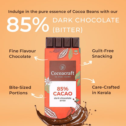 Cocoacraft 85% Dark Chocolate Bar - 80 grams